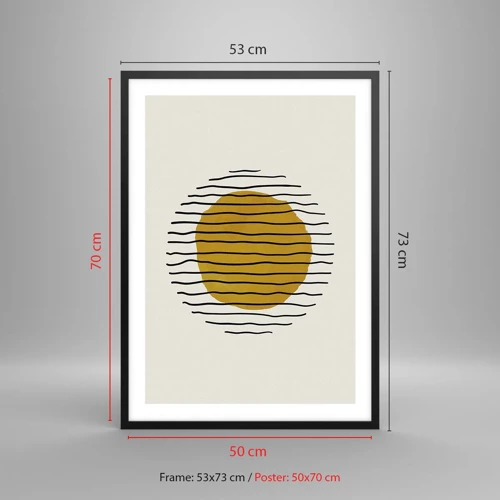 Affisch i svart ram - Abstraktion som darrar av glöd - 50x70 cm