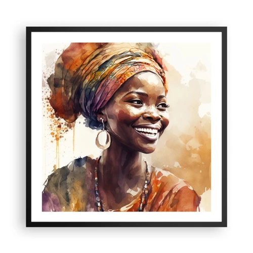 Affisch i svart ram - Afrikansk drottning - 60x60 cm