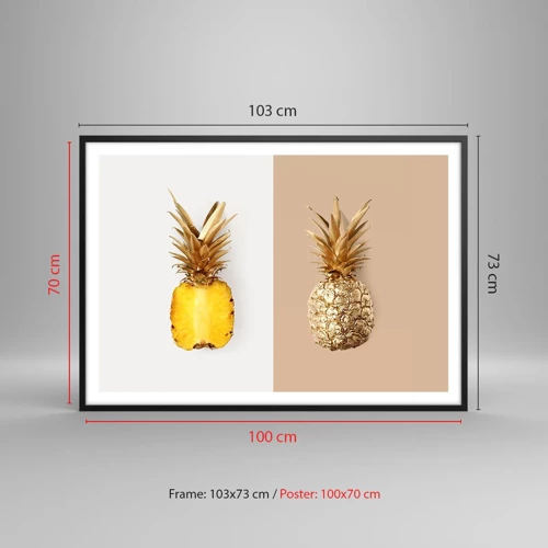 Affisch i svart ram - Ananas för oss - 100x70 cm