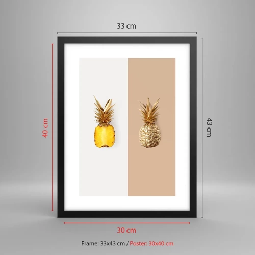 Affisch i svart ram - Ananas för oss - 30x40 cm