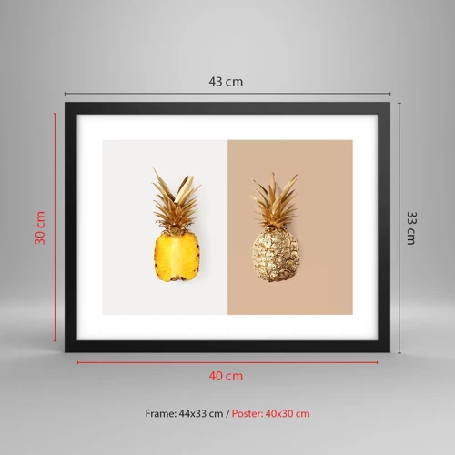 Affisch i svart ram - Ananas för oss - 40x30 cm