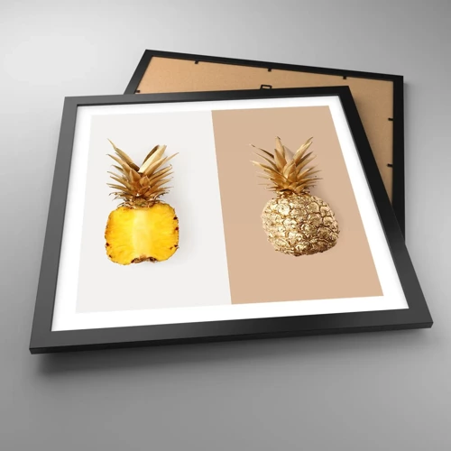 Affisch i svart ram - Ananas för oss - 40x40 cm