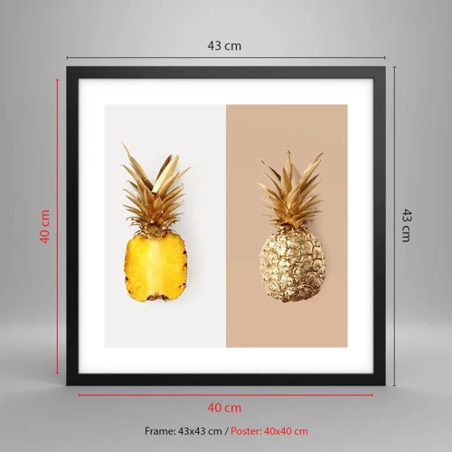 Affisch i svart ram - Ananas för oss - 40x40 cm