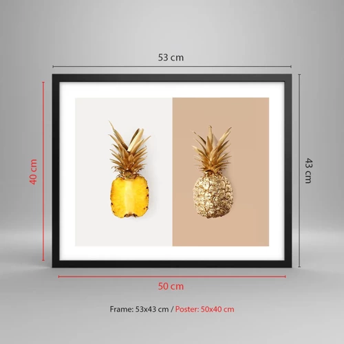 Affisch i svart ram - Ananas för oss - 50x40 cm