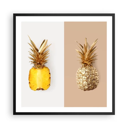 Affisch i svart ram - Ananas för oss - 60x60 cm