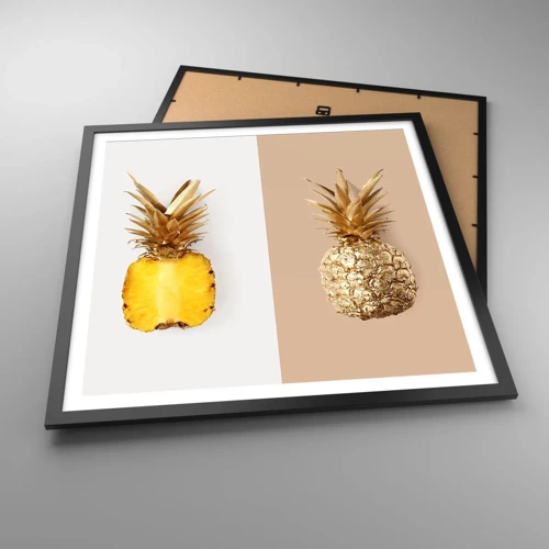 Affisch i svart ram - Ananas för oss - 60x60 cm