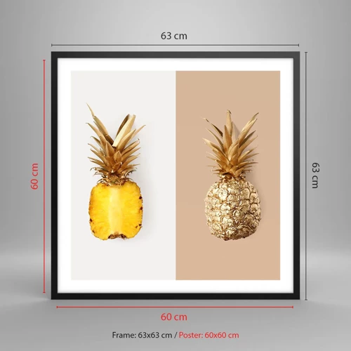 Affisch i svart ram - Ananas för oss - 60x60 cm