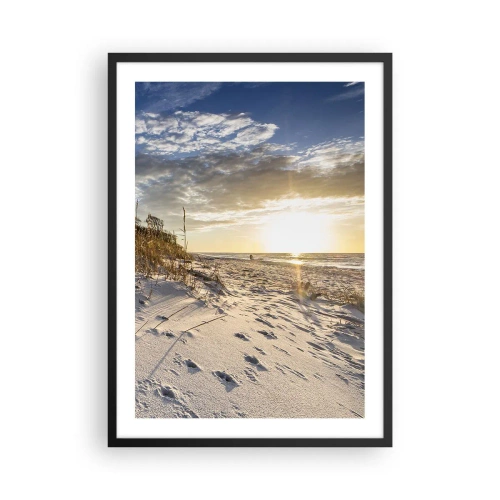 Affisch i svart ram Arttor 50x70 cm - Inbjudan till promenad - Havslandskap, Hav, Dyn, Solnedgången, Natur, Till vardagsrum, Till sovrum, Brun, Blå, Vertikala, P2BPA50x70-4781