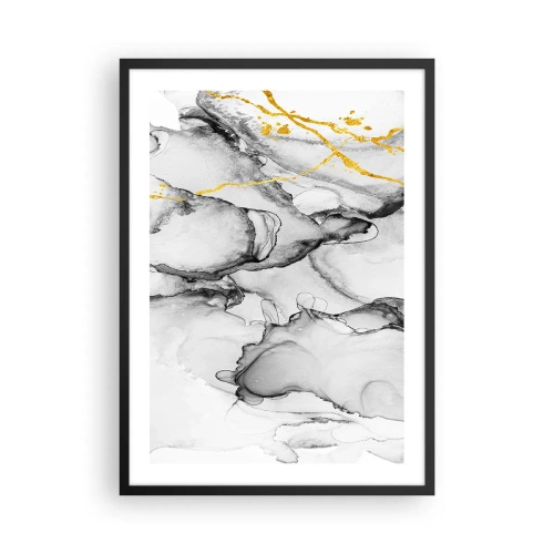 Affisch i svart ram Arttor 50x70 cm - Komposition med guldmotiv - Abstraktion, Konst, Modern Konst, Konstnärlig Konst, Modern Konst., Till vardagsrum, Till sovrum, Vit, Svart, Vertikala, P2BPA50x70-4761