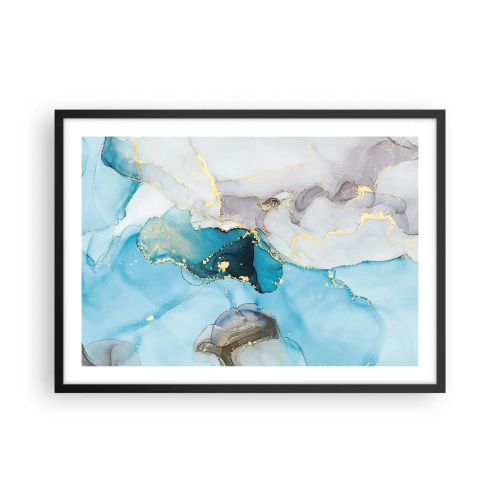 Affisch i svart ram Arttor 70x50 cm - Studie över mötet mellan grå och turkos - Abstraktion, Konst, Modernt Mönster, Modern Konst., Konstnärlig Konst, Till vardagsrum, Till sovrum, Vit, Brun, Horisontella, P2BAA70x50-4792