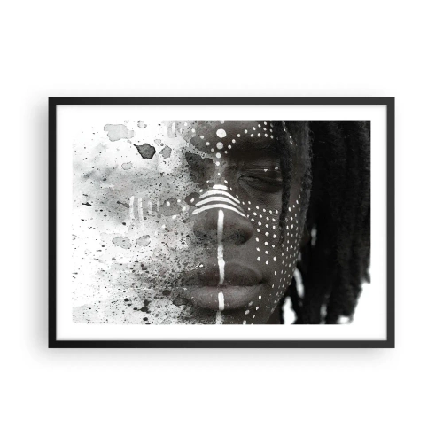 Affisch i svart ram Arttor 70x50 cm - Upptäck den ursprungliga andan - Porträtt Av En Kvinna, Kvinna, Afroamerikan, Konst, Svartvitt, Till vardagsrum, Till sovrum, Vit, Svart, Horisontella, P2BAA70x50-4788