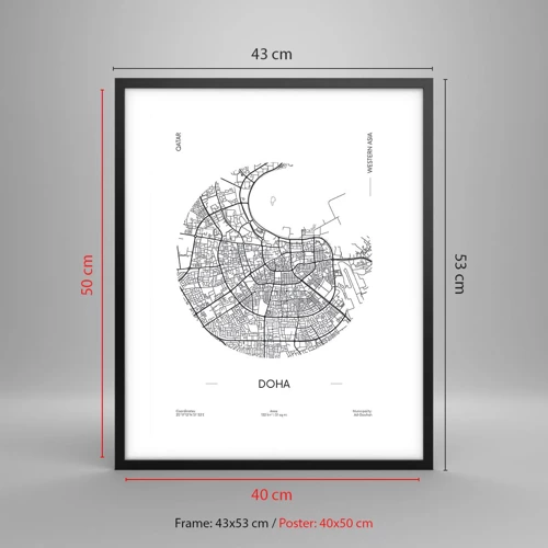 Affisch i svart ram - Dohas anatomi - 40x50 cm