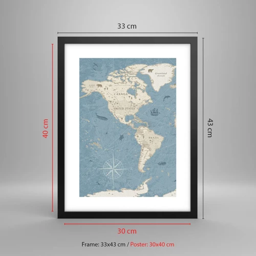 Affisch i svart ram - En värld inom räckhåll - 30x40 cm