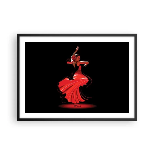 Affisch i svart ram - Flamencos brinnande anda - 70x50 cm