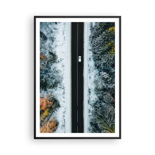 Affisch i svart ram - Genom vinterskogen - 70x100 cm