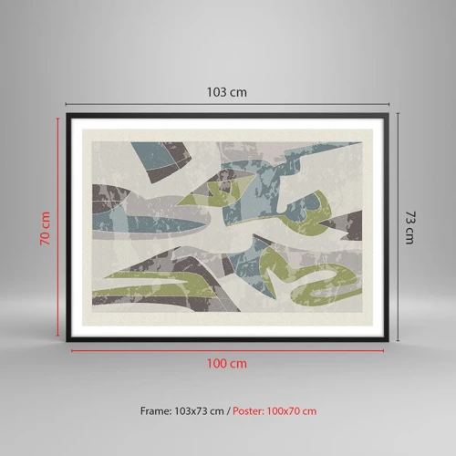 Affisch i svart ram - Komposition bakom glas - 100x70 cm