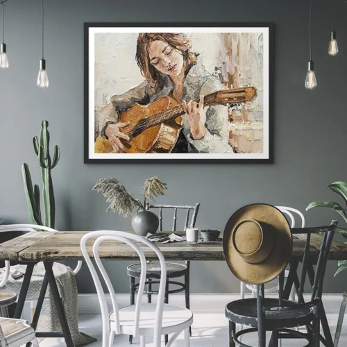 Affisch i svart ram - Konsert för gitarr och en flickas hjärta - 70x50 cm