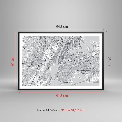 Affisch i svart ram - Metropolens anatomi - 91x61 cm