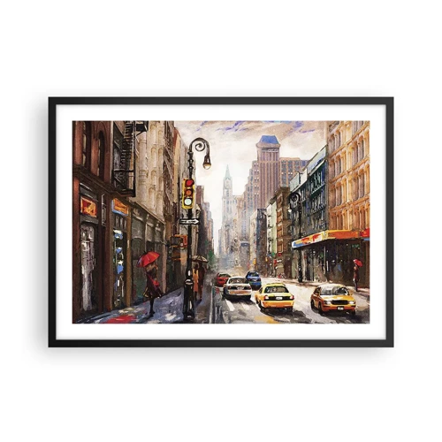 Affisch i svart ram - New York - färgglad också i regnet - 70x50 cm