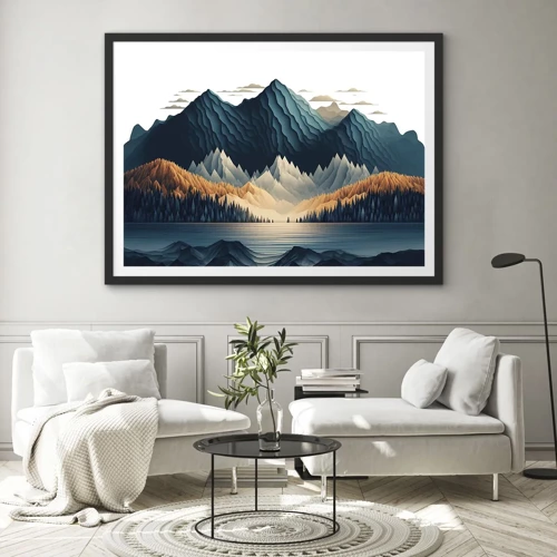 Affisch i svart ram - Perfekt bergslandskap - 70x50 cm