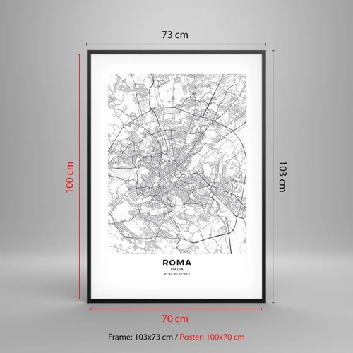 Affisch i svart ram - Romersk ring - 70x100 cm