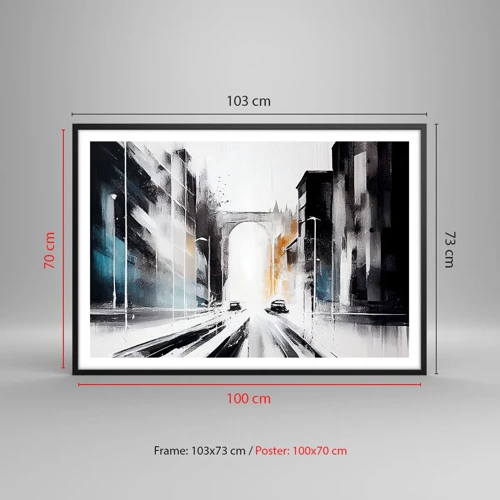 Affisch i svart ram - Stadsstudie: arkitektur och rörelse - 100x70 cm