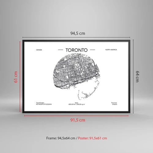 Affisch i svart ram - Torontos anatomi - 91x61 cm