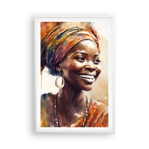 Affisch i vit ram - Afrikansk drottning - 61x91 cm