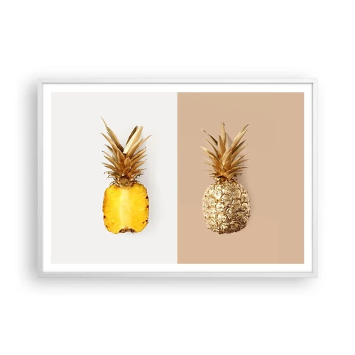 Affisch i vit ram - Ananas för oss - 100x70 cm