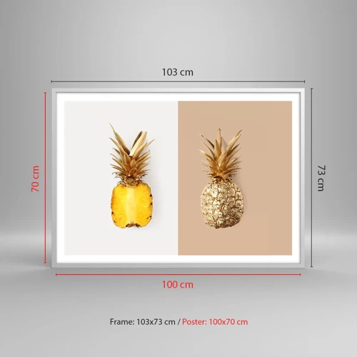 Affisch i vit ram - Ananas för oss - 100x70 cm