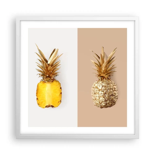 Affisch i vit ram - Ananas för oss - 50x50 cm