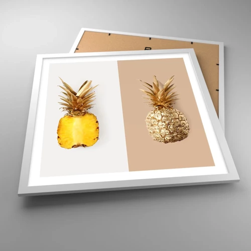 Affisch i vit ram - Ananas för oss - 50x50 cm