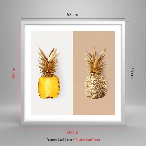 Affisch i vit ram - Ananas för oss - 50x50 cm