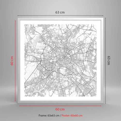 Affisch i vit ram - Berlins blomma - 60x60 cm