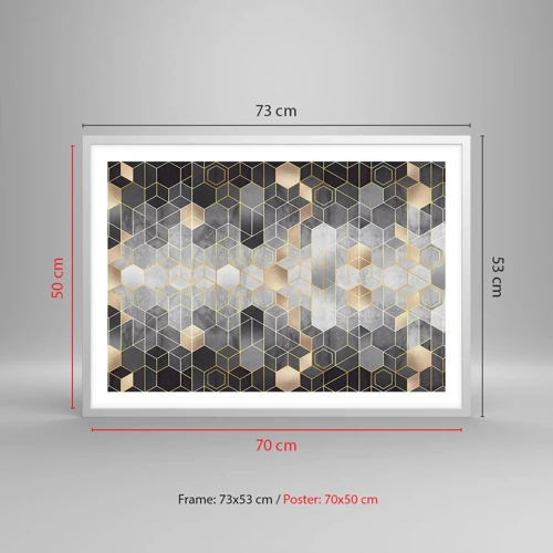 Affisch i vit ram - Diamantkomposition - 70x50 cm