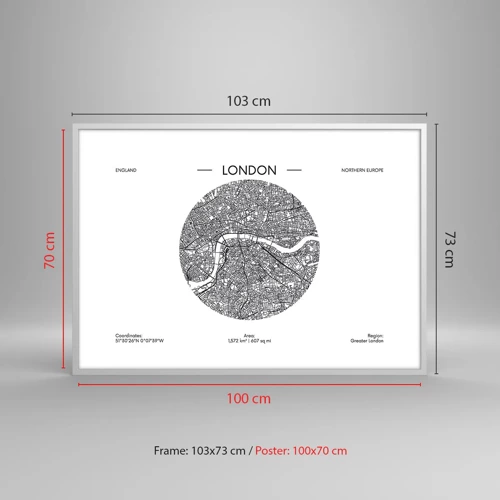 Affisch i vit ram - Londons anatomi - 100x70 cm