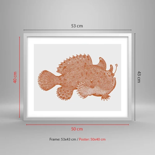 Affisch i vit ram - Och ändå en fisk - 50x40 cm