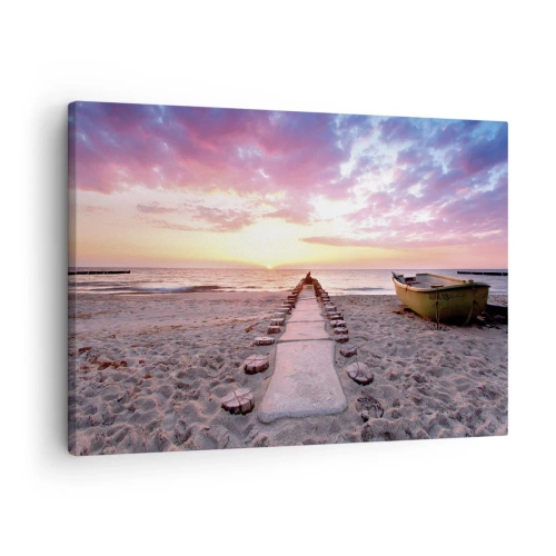 Bild på duk Arttor 70x50 cm - En stund av djup upplevelse - Landskap, Hav, Strand, Natur, Solnedgången, Till vardagsrum, Till sovrum, Vit, Brun, Horisontella, Duk, AA70x50-5064