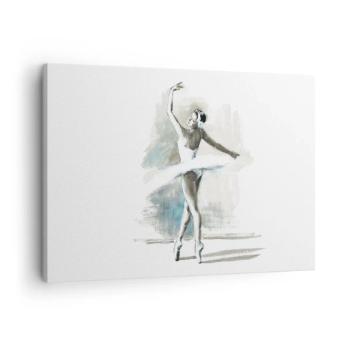 Bild på duk Arttor 70x50 cm - Förtrollad i en svan - Ballerina, Dansa, Balett, Grafik, Målning, Till vardagsrum, Till sovrum, Vit, Svart, Horisontella, Duk, AA70x50-4953