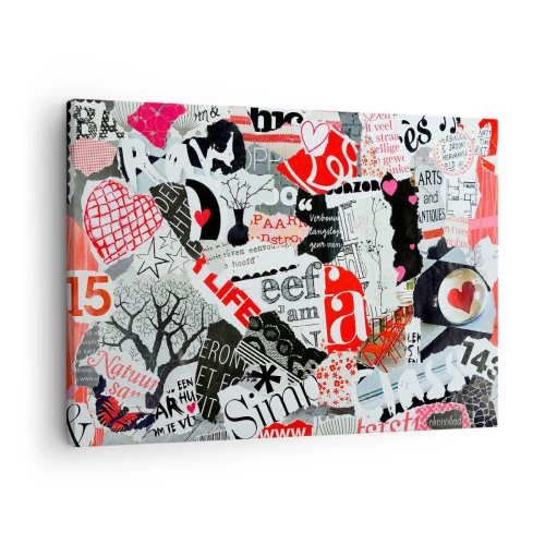 Bild på duk Arttor 70x50 cm - Hipster collage - Graffiti, Väggmålning, Årgång, Grafik, Modern Konst, Till vardagsrum, Till sovrum, Svart, Röd, Horisontella, Duk, AA70x50-3207