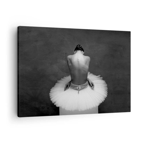 Bild på duk Arttor 70x50 cm - Hon blommar ut - Ballerina, Dansa, Balett, Kultur, Svartvitt, Till vardagsrum, Till sovrum, Vit, Svart, Horisontella, Duk, AA70x50-4729