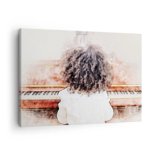 Bild på duk Arttor 70x50 cm - I en ny värld - Piano, Musik, Musiker, Abstraktion, Kultur, Till vardagsrum, Till sovrum, Vit, Brun, Horisontella, Duk, AA70x50-4702