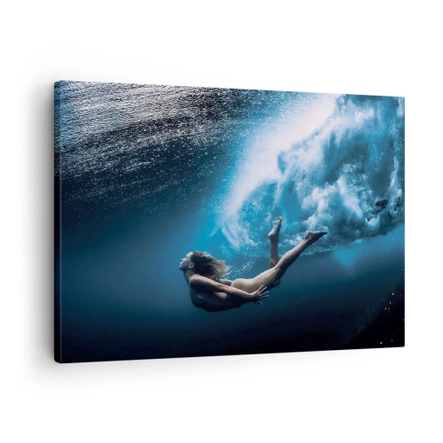 Bild på duk Arttor 70x50 cm - Modern sjöjungfru - Kvinna, Dykning, Hav, Hav, Sport, Till vardagsrum, Till sovrum, Vit, Brun, Horisontella, Duk, AA70x50-4599