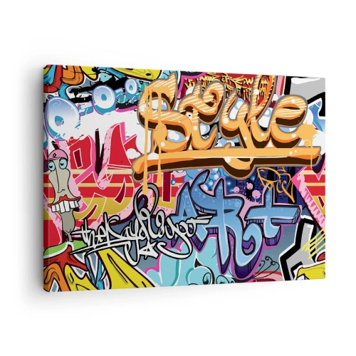 Bild på duk Arttor 70x50 cm - Muralmålning... - Graffiti, Konst, Modernt Mönster, Abstraktion, Konstnärlig Konst, Till vardagsrum, Till sovrum, Vit, Orange, Horisontella, Duk, AA70x50-3578