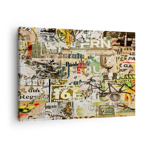 Bild på duk Arttor 70x50 cm - Oj, det händer saker och ting - Graffiti, Väggmålning, Konst, Nyckelord, Måla Collage, Till vardagsrum, Till sovrum, Vit, Svart, Horisontella, Duk, AA70x50-3520