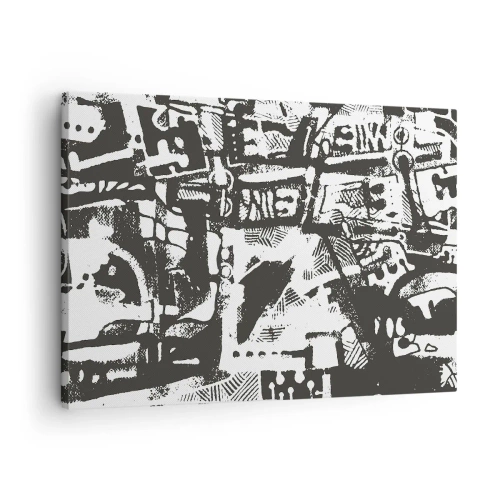 Bild på duk Arttor 70x50 cm - Ordning eller kaos? - Abstraktion, Grafik, Konst, Svartvitt, Modern Konst, Till vardagsrum, Till sovrum, Vit, Svart, Horisontella, Duk, AA70x50-5125