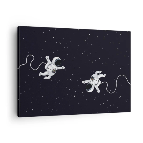 Bild på duk Arttor 70x50 cm - Rymddans - Abstraktion, Astronaut, Kosmos, Svartvitt, För Barn, Till vardagsrum, Till sovrum, Vit, Svart, Horisontella, Duk, AA70x50-4867