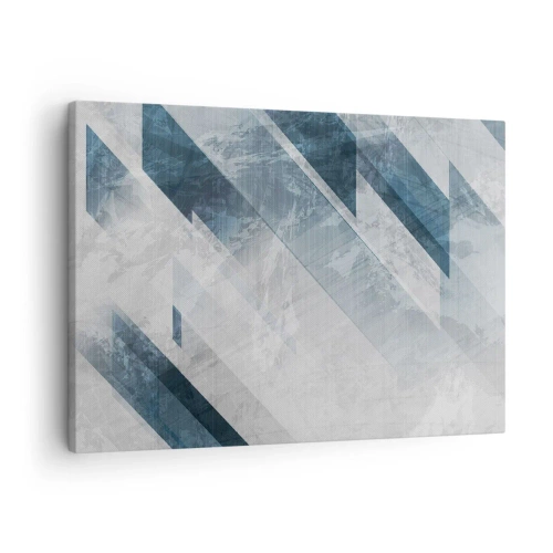 Bild på duk Arttor 70x50 cm - Tredimensionell komposition – gråhetens rörelse - Abstraktion, Konst, Modernt Mönster, Modern Konst, Modern Konst., Till vardagsrum, Till sovrum, Vit, Blå, Horisontella, Duk, AA70x50-5082