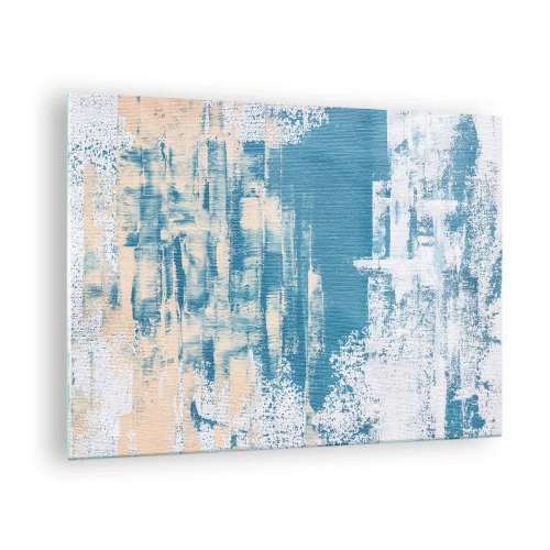 Bild på glas Arttor 70x50 cm - Genom istapp - Abstraktion, Konst, Modernt Mönster, Modern Konst, Pastell Färger, Till vardagsrum, Till sovrum, Vit, Blå, Horisontella, Glas, GAA70x50-5062