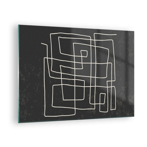 Bild på glas Arttor 70x50 cm - Inte så enkelt - Abstraktion, Konst, Svartvitt, Linjekonst, Labyrint, Till vardagsrum, Till sovrum, Vit, Svart, Horisontella, Glas, GAA70x50-5110
